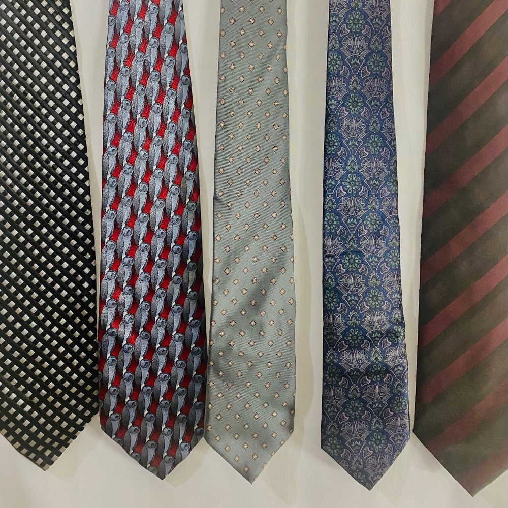 Five 100% Silk Ties Multiple Brands
